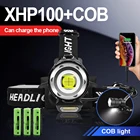 XHP100 + COB светодиодные фары USB Перезаряжаемые Водонепроницаемый фара Рыбалка светодиодный головной светильник вспышки светильник фонарь T6 Портативный Фонари 18650 светильник