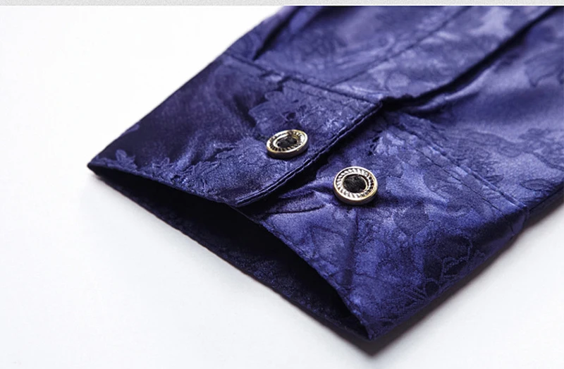 Мужская шелковая рубашка голубая гладкая с китайским драконом облегающая