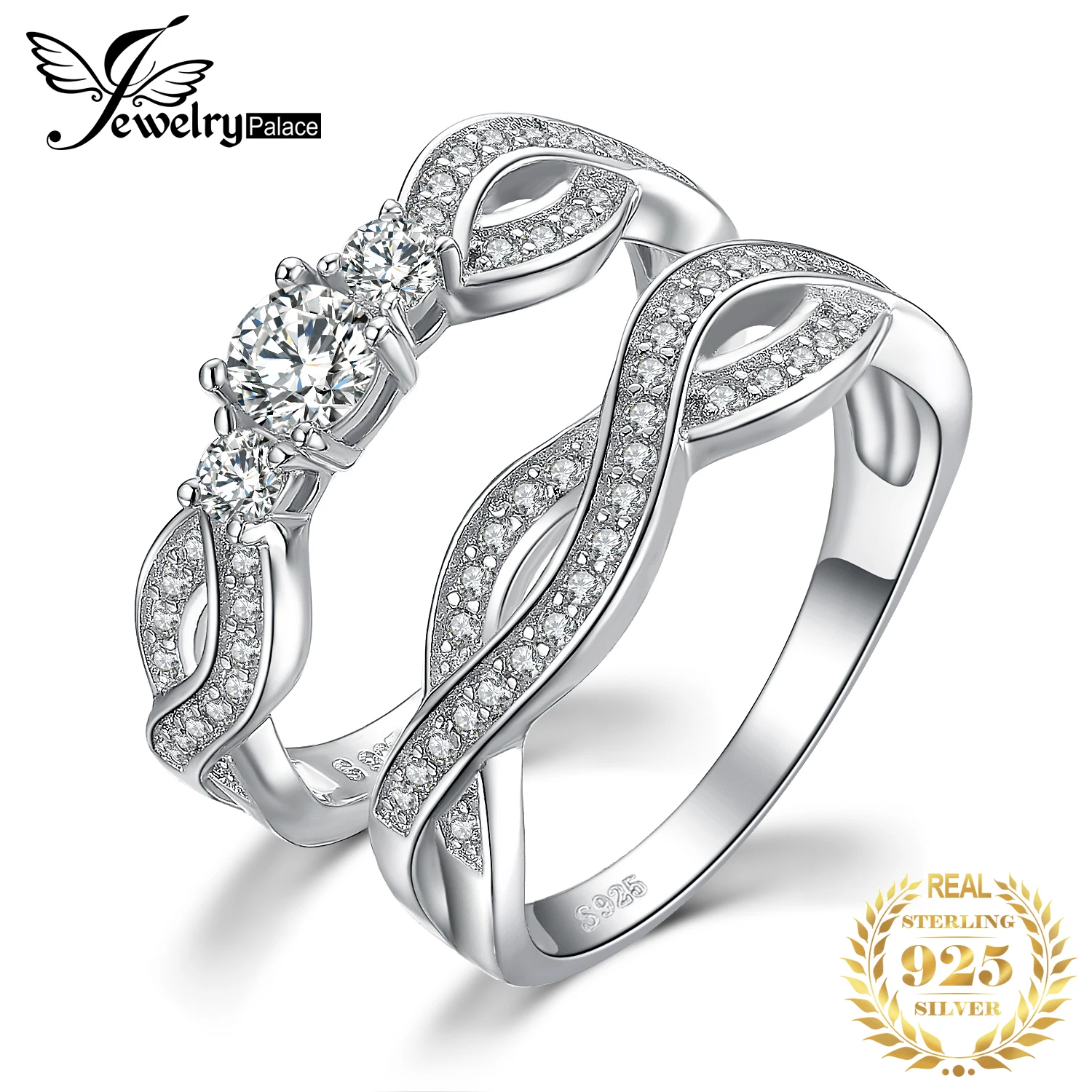 JewelryPalace Бесконечность 3 камня 1ct кубического циркония обещание обручальное