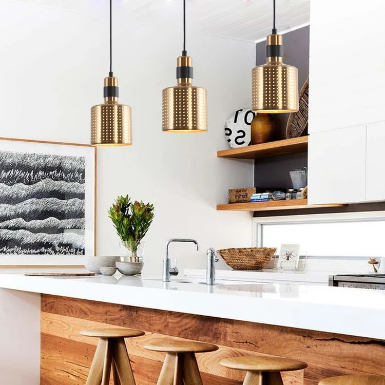 

Modern Led Gold Iron Pendant Light Industrial Living Room Restaurant Bar Bedroom Lamp Bed deco maison