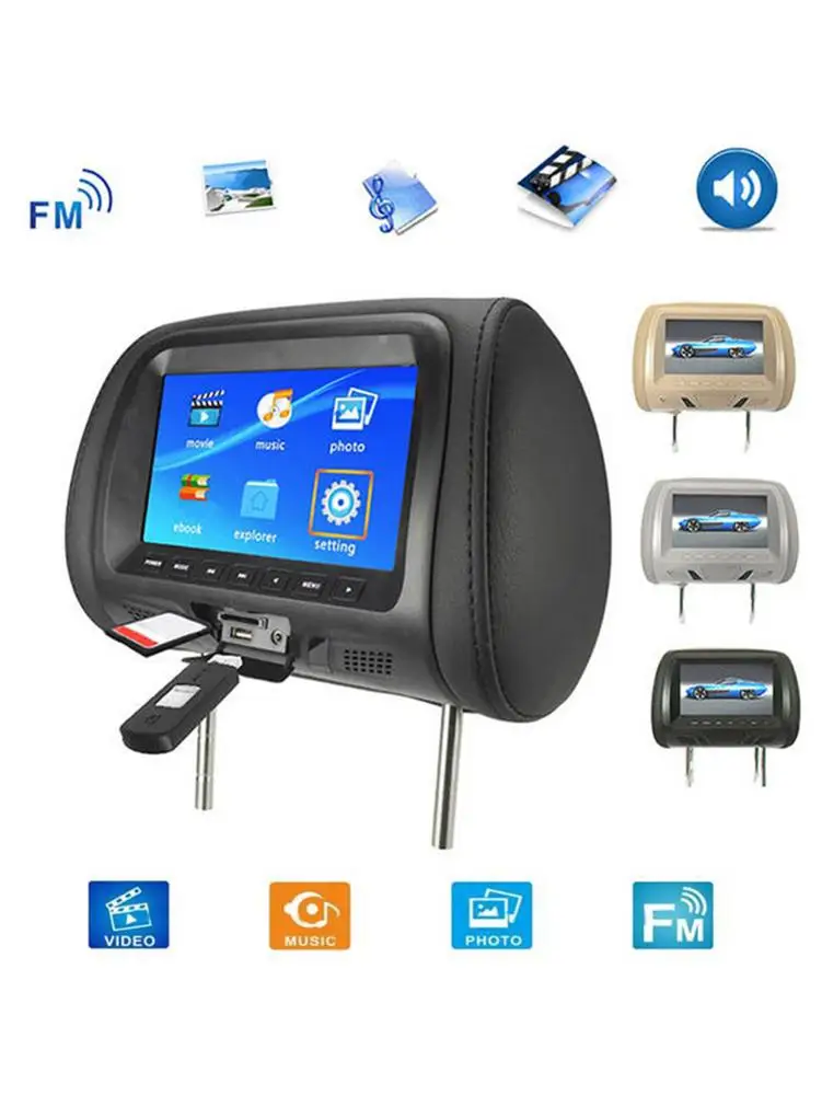 7 Inches Car Audio Player Automobile Headrest Monitor Wireless Remote Control Car Rear Multi-media Player Universal For Vehicles