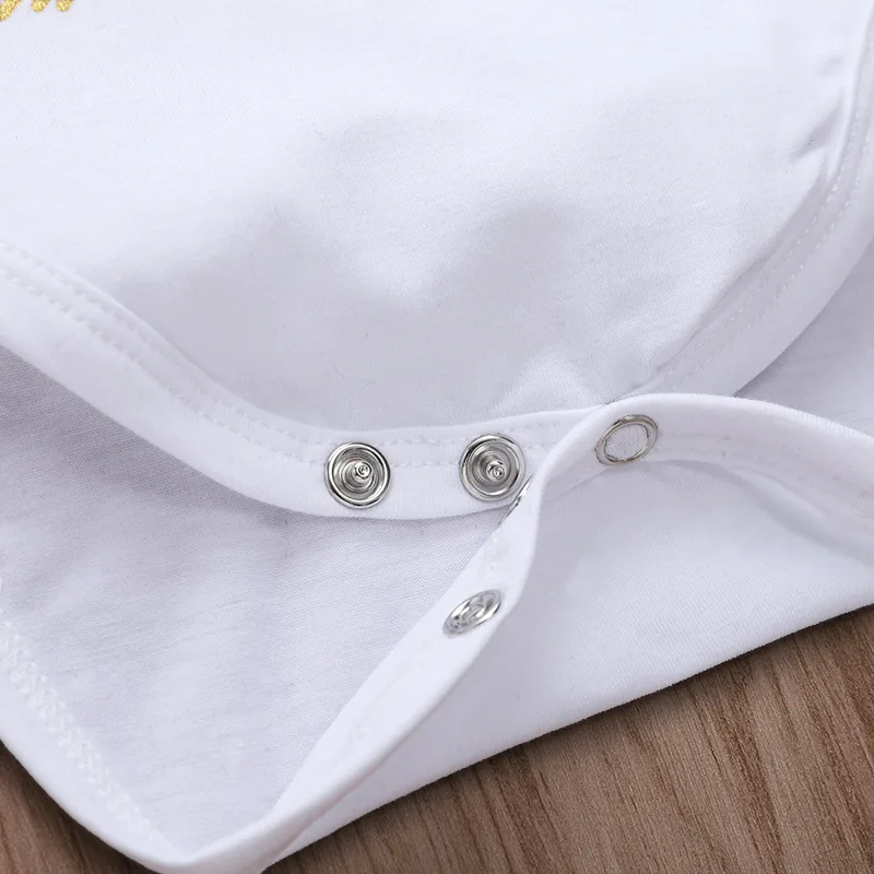 

Soft Cotton White Letter Printed Jumpsuit Romper Summer Infant Baby Girl Clothes Short Sleeve Triangle Unsiex Overalls ropa bebe