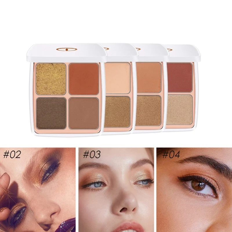 4 Цвета Матовая блестящая палитра теней для век стойкие водонепроницаемые тени