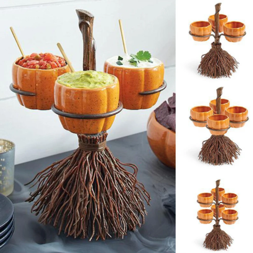 

Подставка для тарелок с тыквами, для Хэллоуина, креативная корзина для закусок, конфет чаша-держатель, идеально подходит для сервировки зак...