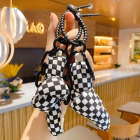 creative cloth checkerboard keychain for leather bags lanyard office 2022 ring mobile phone pendant jewelry wholesale