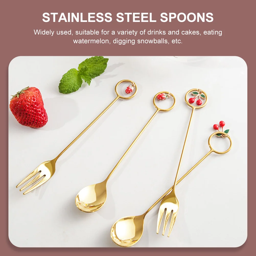 4 шт. креативные кофейные ложки десертные искусственные (золотистые) | Дом и сад