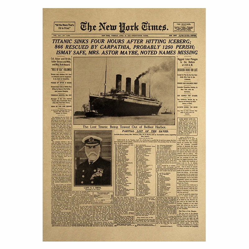 

50.5x35cm New York Times Nostalgic Kraft Paper Poster Interior Decoration Picture Wall Sticker