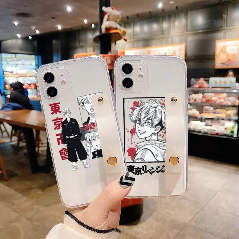 

Matsuno Chifuyu Tokyo Avengers Phone Case Transparent Wrist Strap for iPhone 12 11 8 7 se 2020 mini pro X XS XR MAX Plus