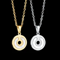 stainless steel necklace round circle pendant for women men elegant clavicle gold shell necklace wedding jewelry wholesale
