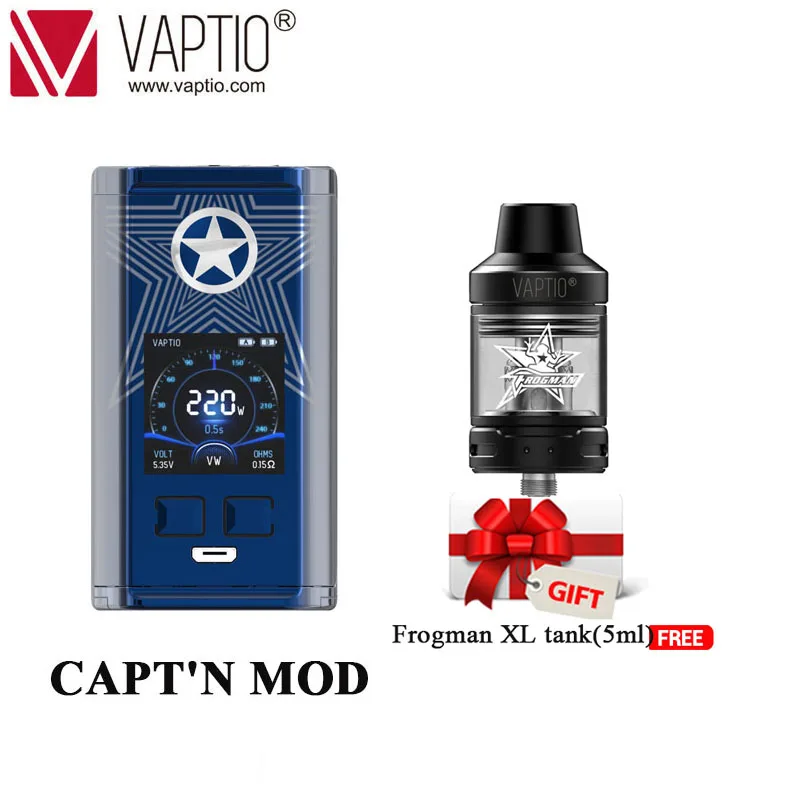 【Clearance】подарки Vape мод Vaptio N1 Pro2400W бокс мод для электронных сигарет Поддержка 2X18650 батареи без батареи - Цвет: Blue with Tank