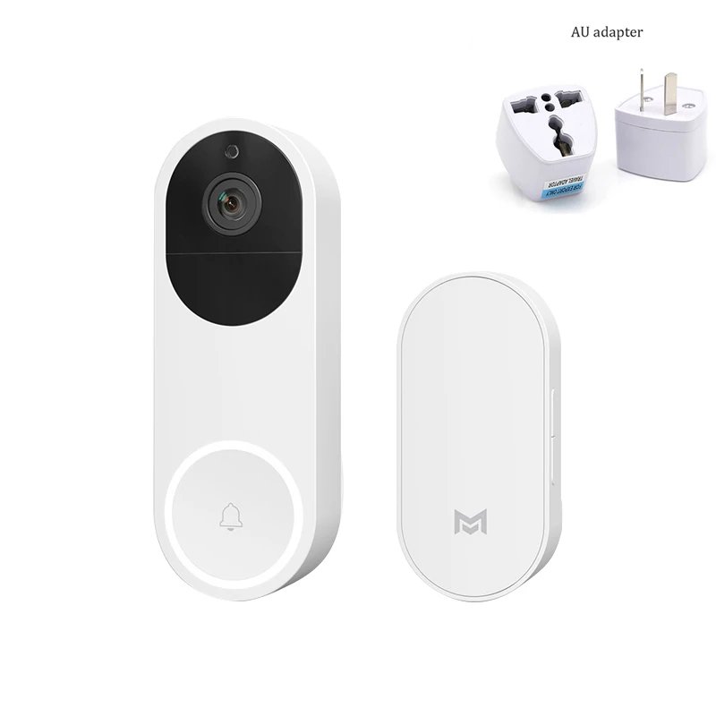Add AU Adapter Xiaomi Xiaomo AI распознавание лица 1080P ИК ночного видения видео дверной звонок Обнаружение движения SMS Push домофон - Цвет: Add AU Adapter