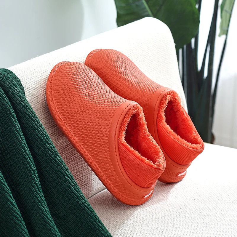 

Cotton slippers fall/winter new warm slippers for men and women at home waterproof round head thick-soled couple cotton slippers