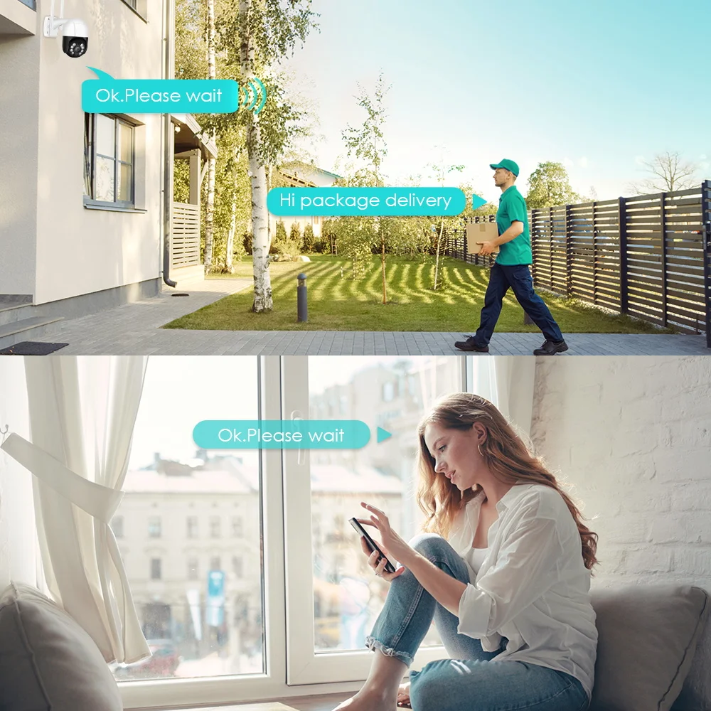 IP-камера наружная беспроводная 8 Мп 4K HD видеорегистратор Wi-Fi PTZ 5-кратный зум -