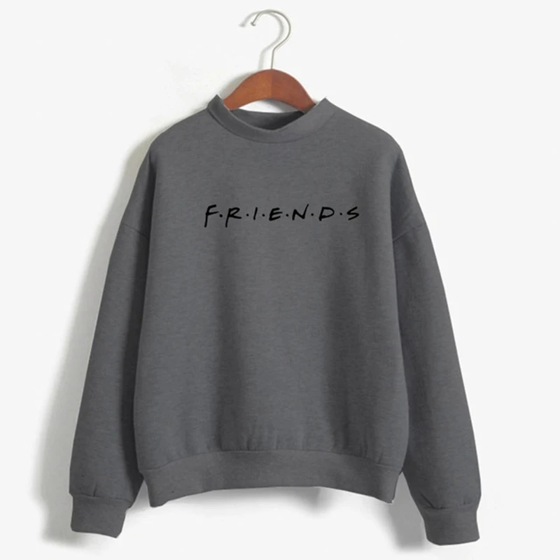 

2021 New Women Letters FRIENDS Print Long Sleeve Hoodie Sweatshirt Ladies Slouch Pullover Tops 15 Colors S-xxL