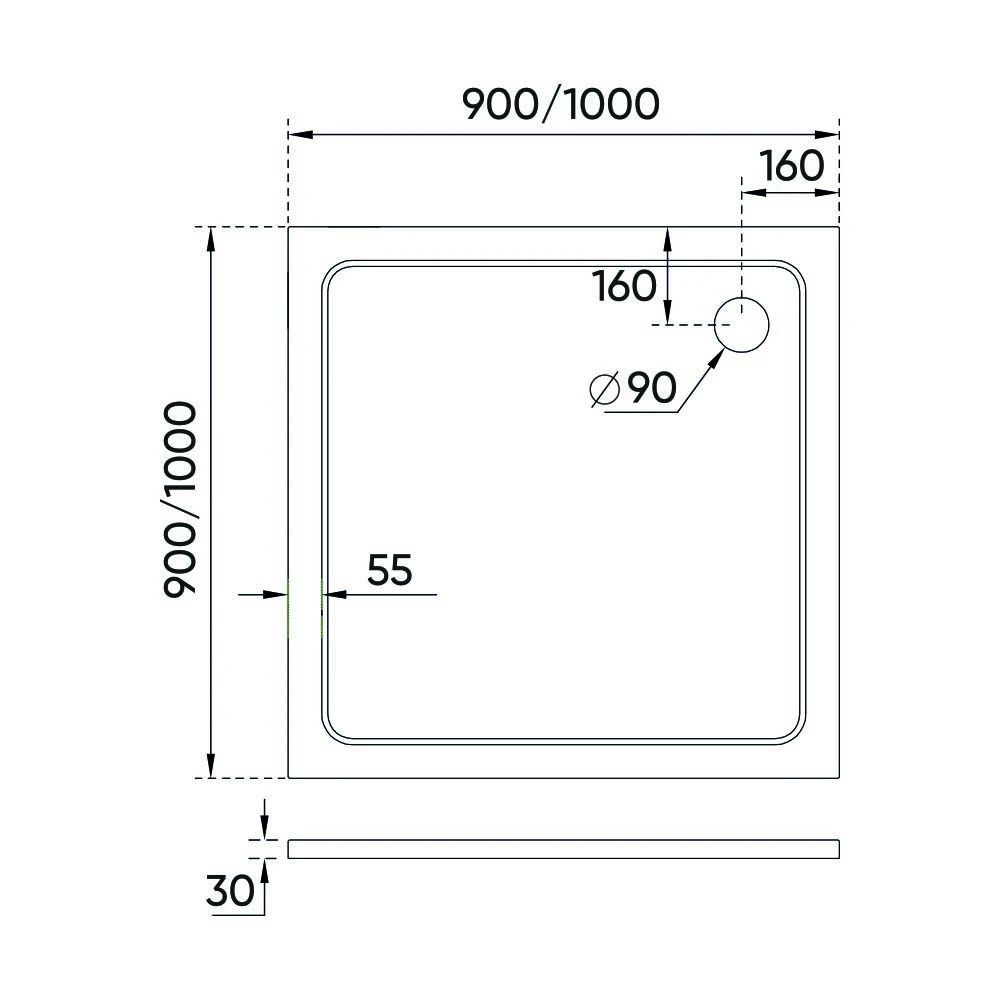 Душевой поддон Veconi Tezeo stone 100x100 универсальный на каркасе без сифона TZ08-100K-01-19C3 |
