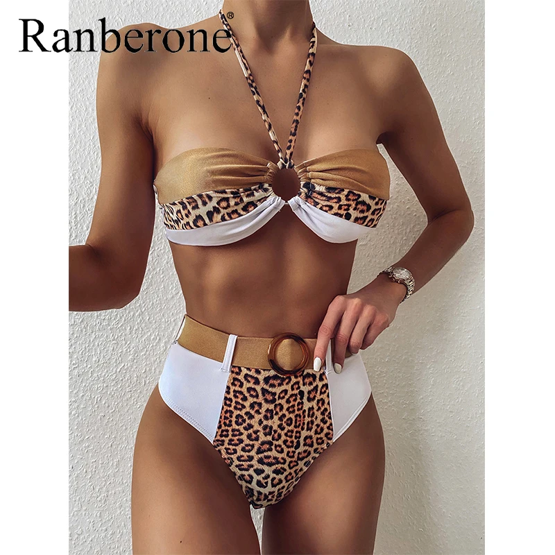 Женский купальник с леопардовым принтом Ranberone купальный костюм из двух предметов