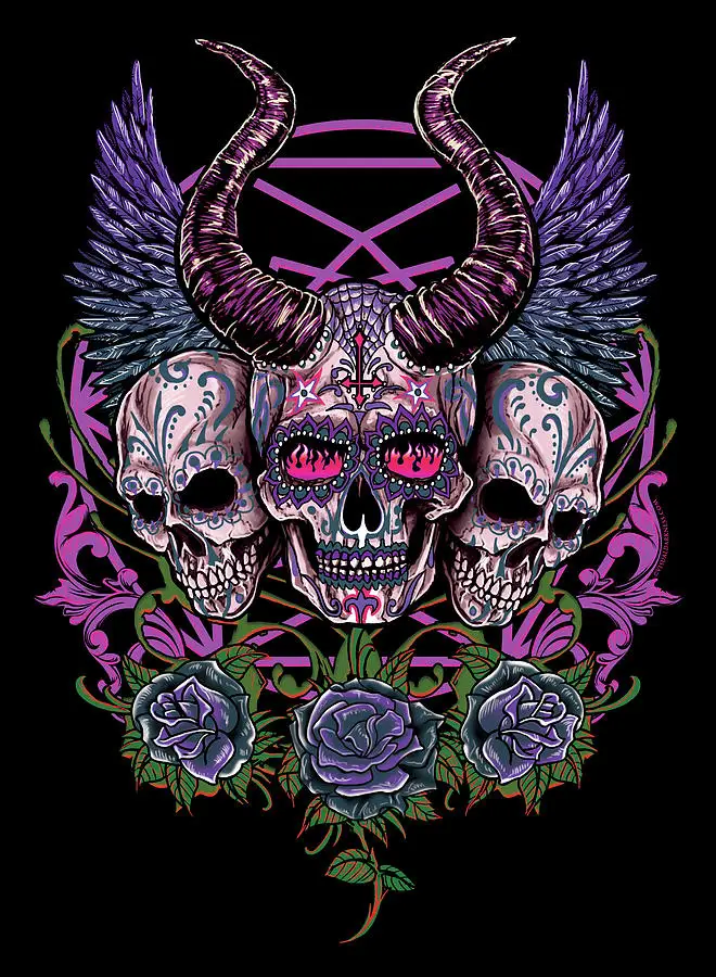 

Cool Fashion Sugar Skulls Digital Art Washable Reusable Fabric Face Mask