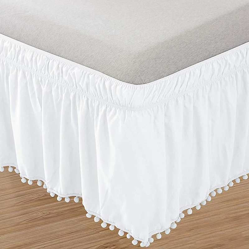 

Decorative Bed Skirt with Tassels Bed Cover without Surface Elastic Band Bed Skirt Hotel Bed Skirt Twin/Full/Queen/King Size