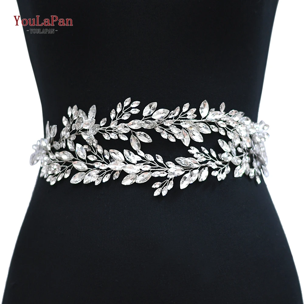 

Роскошные Свадебные ремни YouLaPan SH304 Стразы ручной работы свадебный пояс с кристаллами Серебряный женский пояс для платьев повязка на голову для невесты