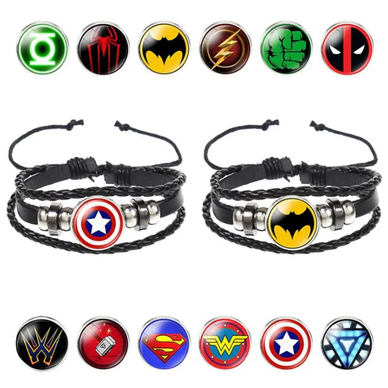Movie Iron Man Tony Stark Captain America Arc Reactor Leather Bracelet Hulk Luminous Glass Gem Pendant Wristband | Тематическая