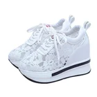 Женские босоножки на танкетке, кружевные, дышащие, прозрачные