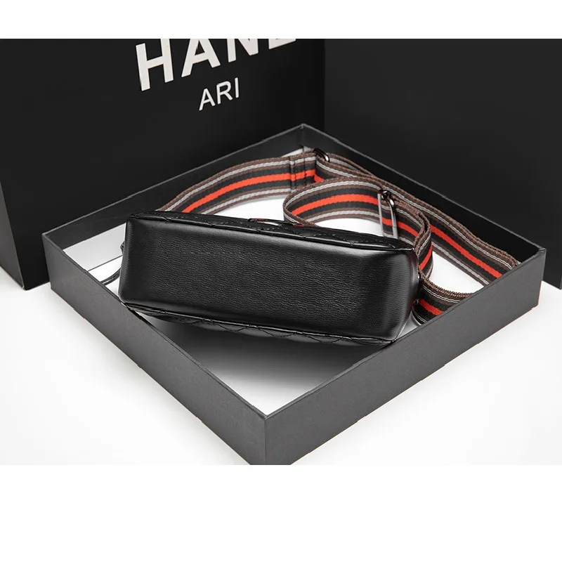 

2021 Women's Bag Internet Celebrity Black Bag Small Square Bag Shoulder Crossbody Bag Rainbow Wide Shoulder Strap New Camera Bag
