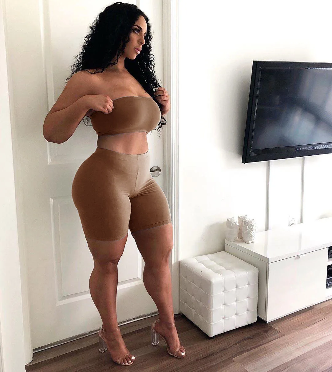 

Casual High Elasticity Tight Small Tube Top Shorts Two Piece Set Outfits Women Matching Sets Sweatsuit