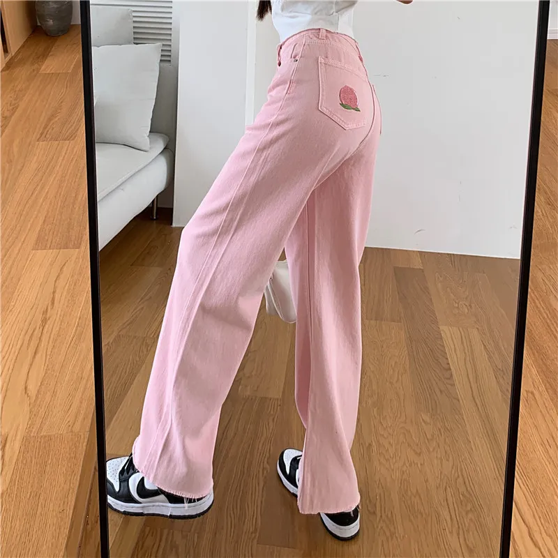 Брюки PinkDenim Женские винтажные с широкими штанинами прямые длинные брюки в