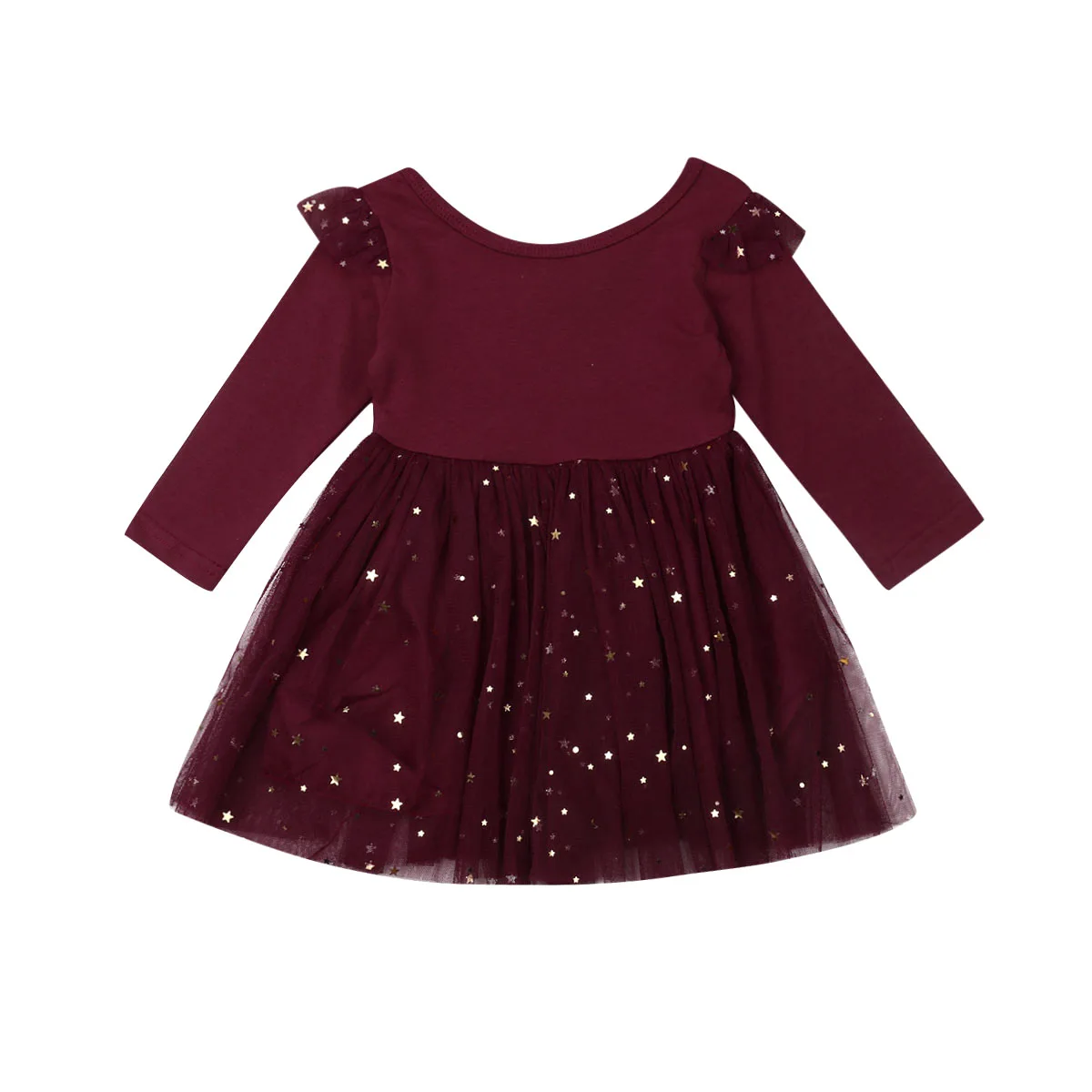 Baby Girl Dress Kids Flower Girls Long Sleeve Stitching Party Sequins Wedding Bridesmaid Dresses | Детская одежда и обувь