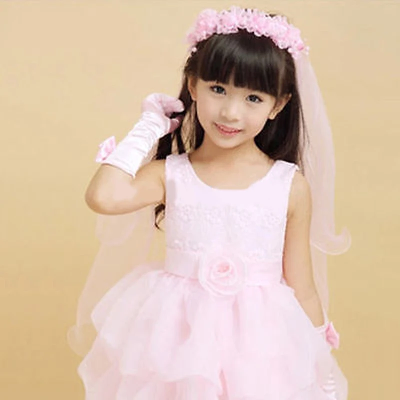 Новинка года; белая и розовая свадебная вуаль с венком для девочек; свадебная вуаль для девочек; низкая цена
