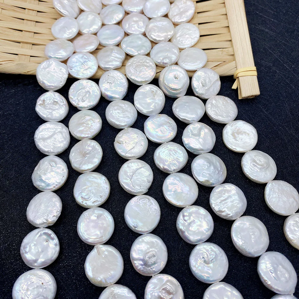 

2 Pieces of Natural Pearl Loose Beads Round Pearl Button Beads DIY Earrings Necklace Bracelet Jewelry Making Accessories 15mm
