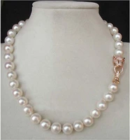 18 10 mm aaa genuine south sea akoya shell pearl necklace zircon inlaid leopard gp rose gold clasp