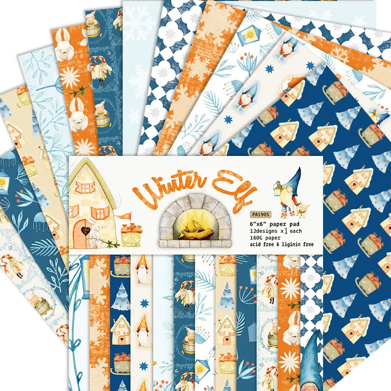 

KLJUYP 12 Sheets Winter Scrapbooking Pads Paper Origami Art Background Paper Card Making DIY Scrapbook Paper Craft