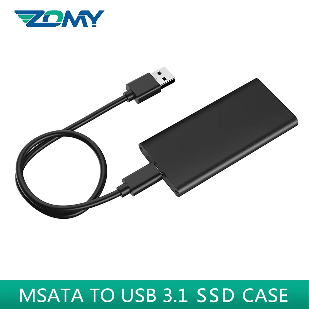Zomy Msata-capa para Disco Rígido Ssd em Alumínio 10gbps Portátil Usb 3.1 Tipo-c Caixa de Disco Rígido 3*3 3*5 Compartimento de Disco Sólido para Laptop Unidades de estado sólido externas