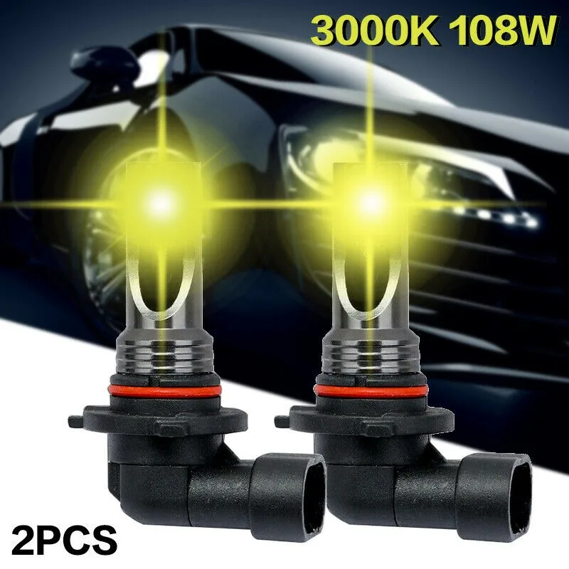 

2pcs 9006 HB4 108W LED Fog Light Bulb 3000K Golden Yellow Fog Lamp 20000LM Auto Fog Lamp Car Anti Fog Light Bulb Foglamps