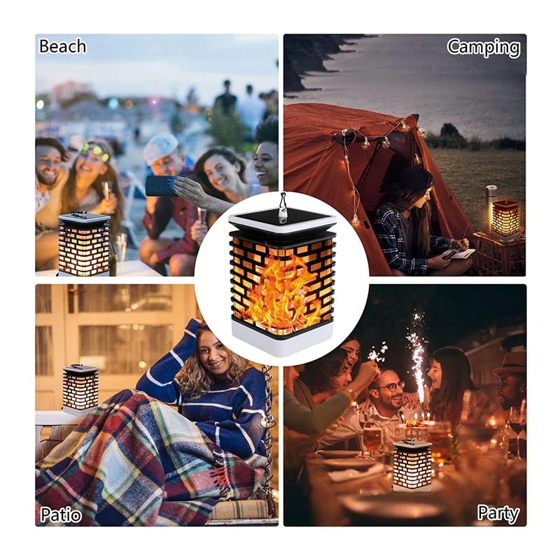 

4 Pack Solar Lantern Lights Dancing Flame Lantern Outdoor Solar Lights Solar Flame Landscape Lights for Garden and Yard