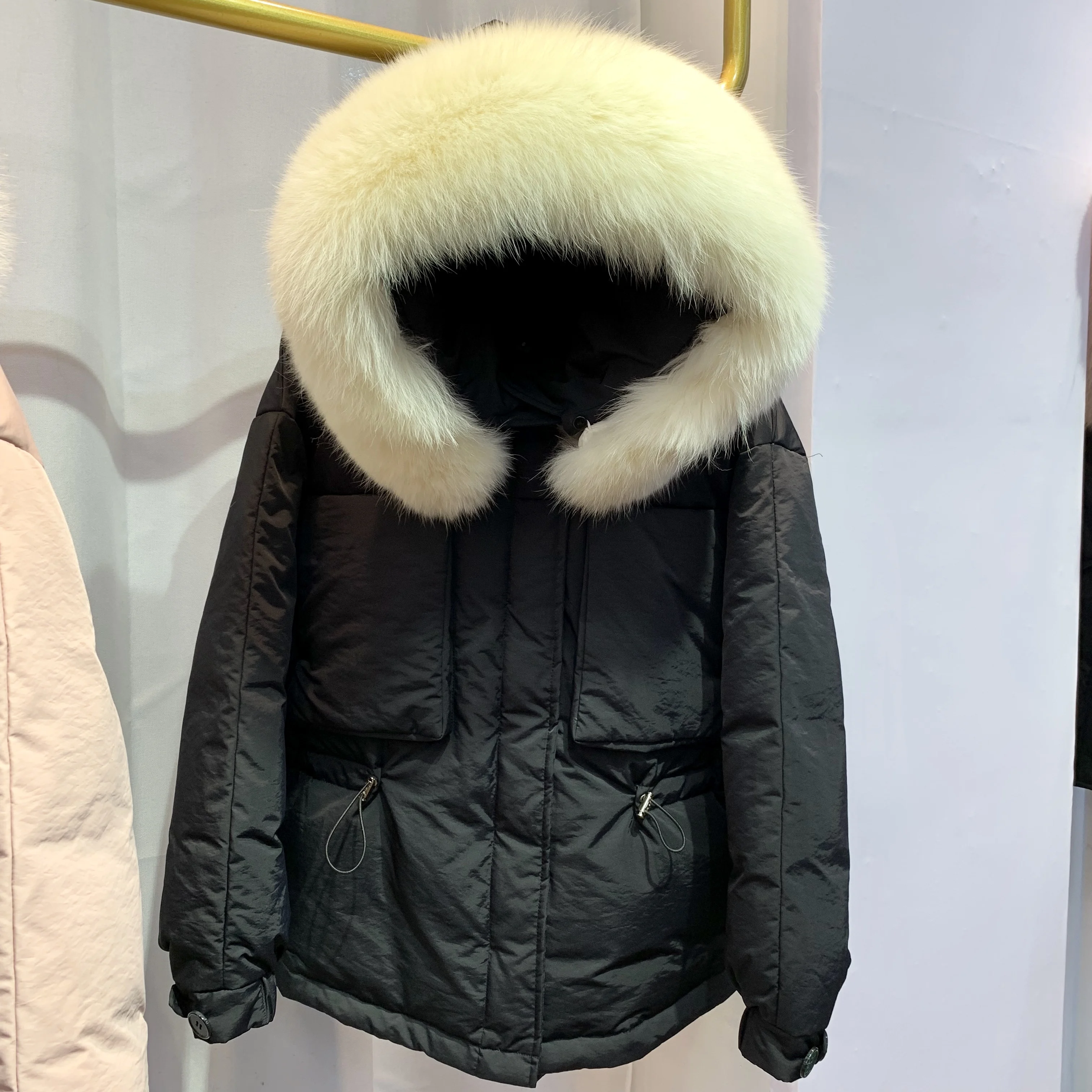 Большой натуральный Лисий меховой воротник 2019 зимний женский пуховик теплый