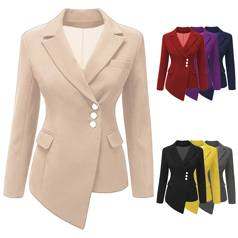 

Autumn New Women's Long-Sleeved Asymmetric Lapel Suit Jacket Women Blazers Feminino Mujeres Abrigos Ropa De Mujer Coat