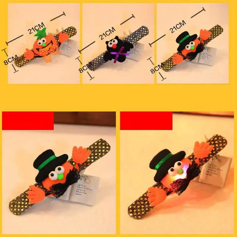 

Halloween pumpkin bat ghost pat circle children's luminous sequin bracelet with light atmosphere layout decoration supplies