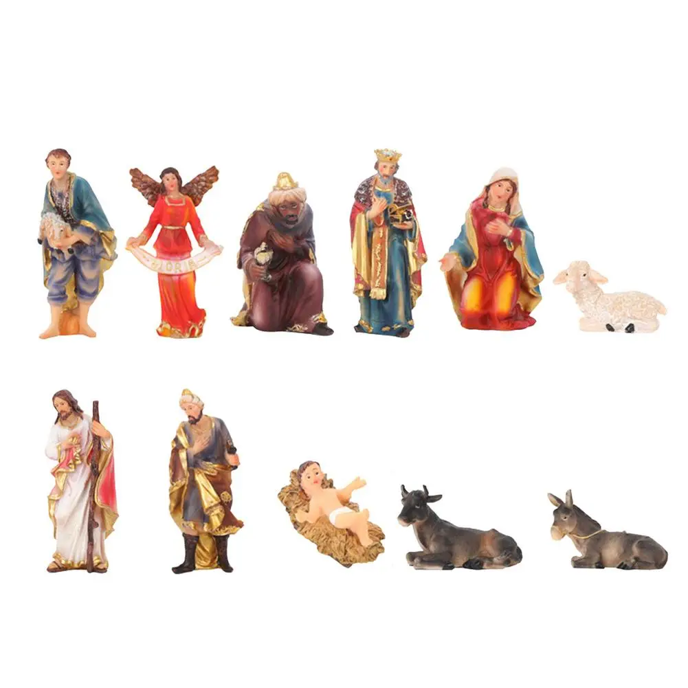 

11pcs Nativity Scene Crafts Statue Christ Birth Of Jesus Ornament Resin Christmas Manger Decor Catholic Desktop Figurines