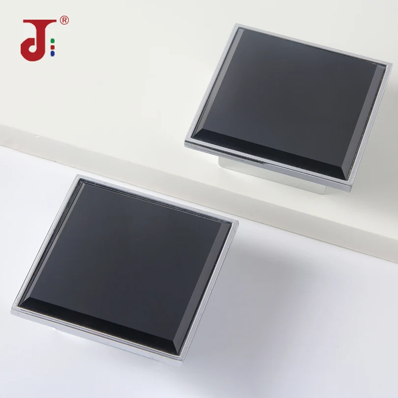 Ручка дверная квадратная черная прозрачная в европейском стиле 60 х60 мм|Ручки