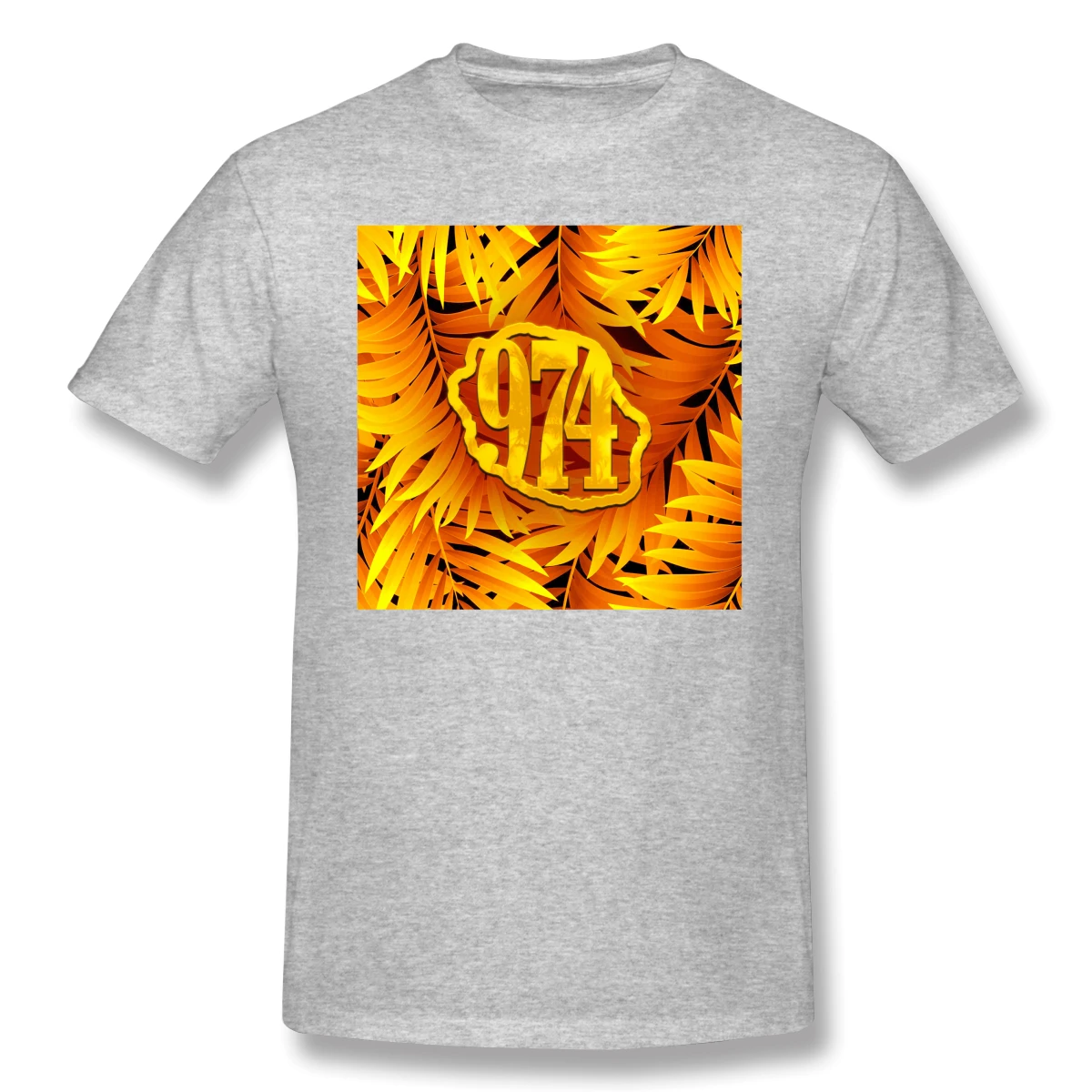 Мужская Базовая футболка с коротким рукавом и желтыми пальмами Повседневная R248