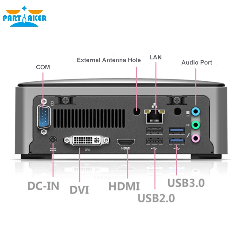 Причастник HTPC двойной дисплей DVI HDMI Intel Core i7 4700MQ процессор мини ПК Linux USB3.0 COM |
