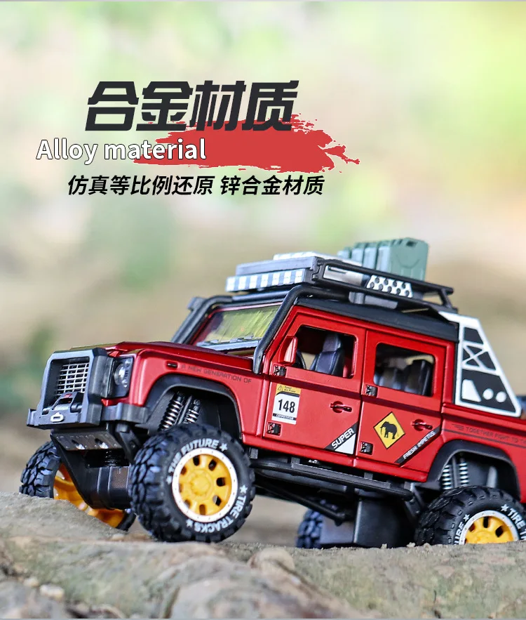 1:32 Игрушечная модель автомобиля литая под давлением сплав моделирование Land Rovers внедорожный пикап металлический звуковой светильник игрушка для детей подарок