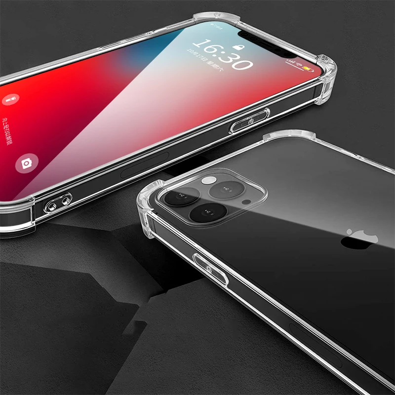 

KAIQISJ iPhone12 Pro Max mini case Silicone Transparent Case Four corner protection Shockproof Phone Cases For iphone 12 series