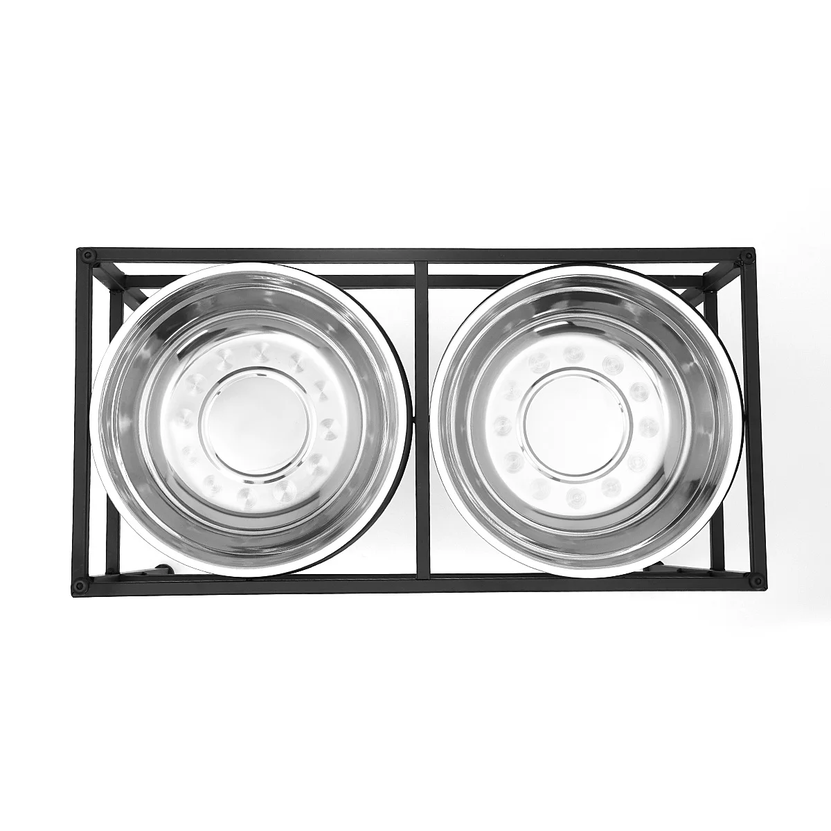 

Stainless Steel Food Water Stand Dual Elevated Raised Pet Dog Puppy Feeder Bowl