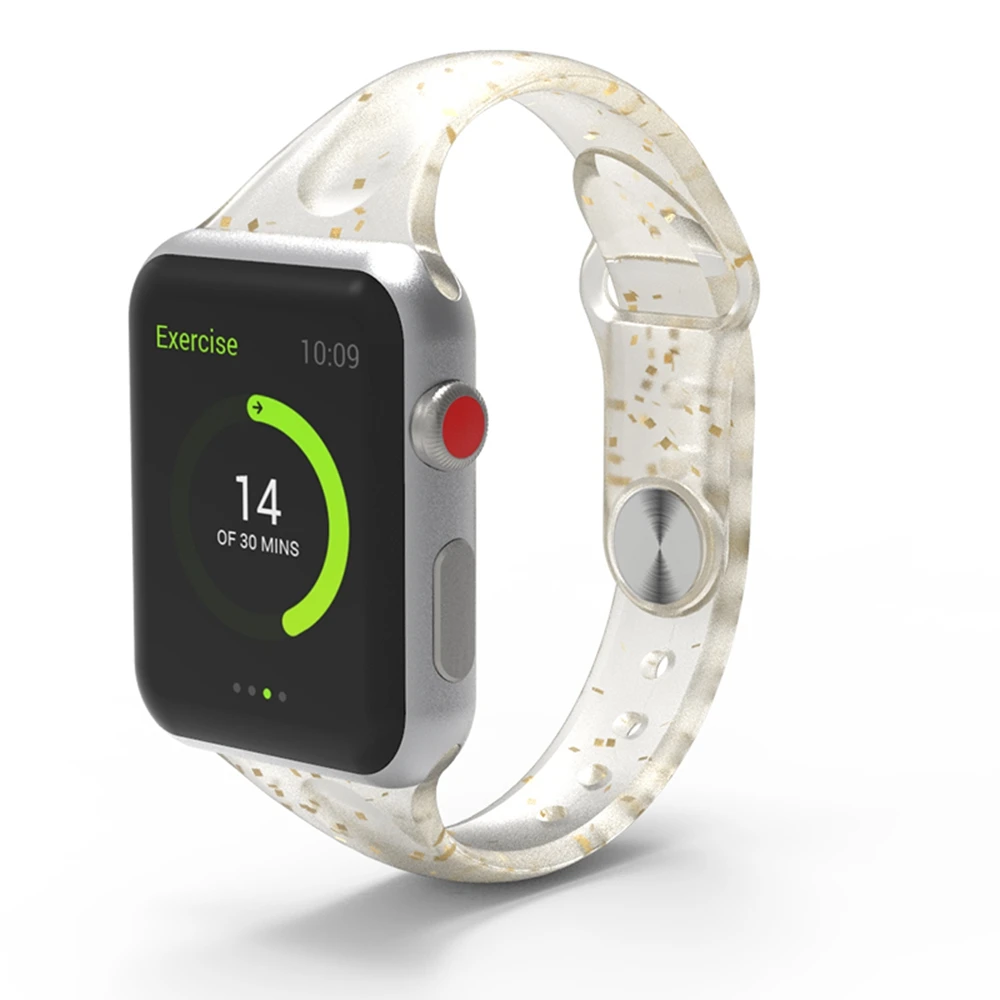 Роскошный ремешок для iwatch 40 мм 44 Apple Watch Резиновая серия 5 4 3 2 1 силиконовая Петля 42