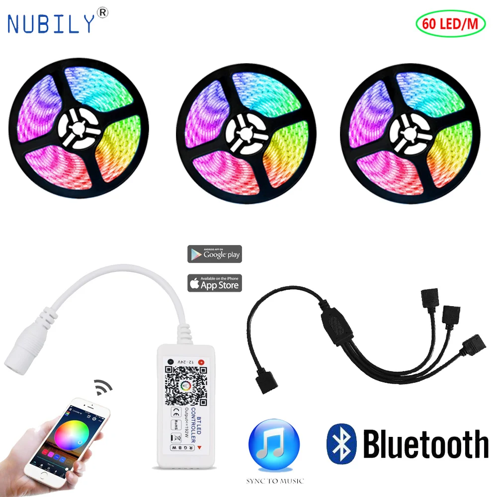 16 миллионов Цвета Смарт Светодиодные ленты RGB 5050 60LED/M гибкая лента Fita Ledstrip Muisc