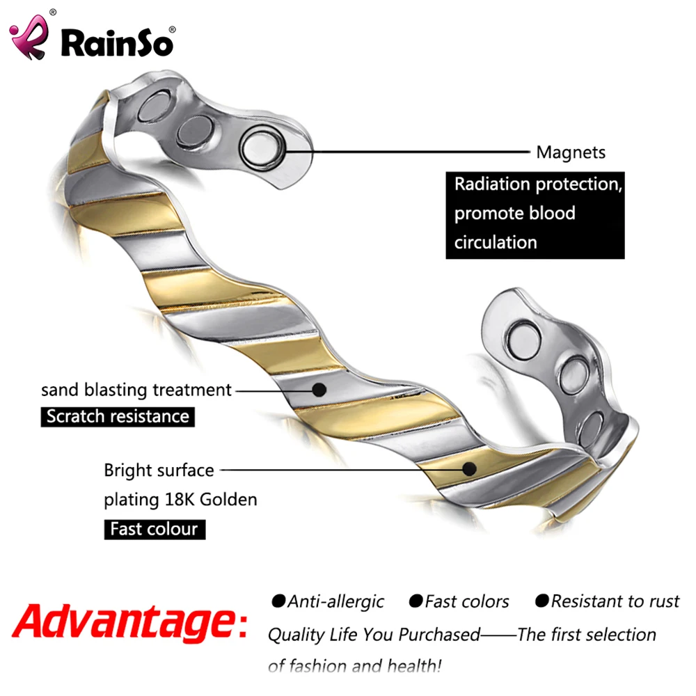 

RainSo роскошный женский браслет с магнитом, Модная медная подвеска, Энергетический Браслет для здоровья викингов, Женский Открытый браслет с ...