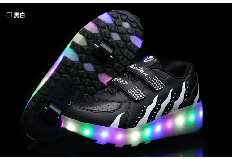 Heelies USB зарядка светодиодный Красочные Дети Мода кроссовки с два колеса роликовые коньки обувь для мальчиков и девочек синий